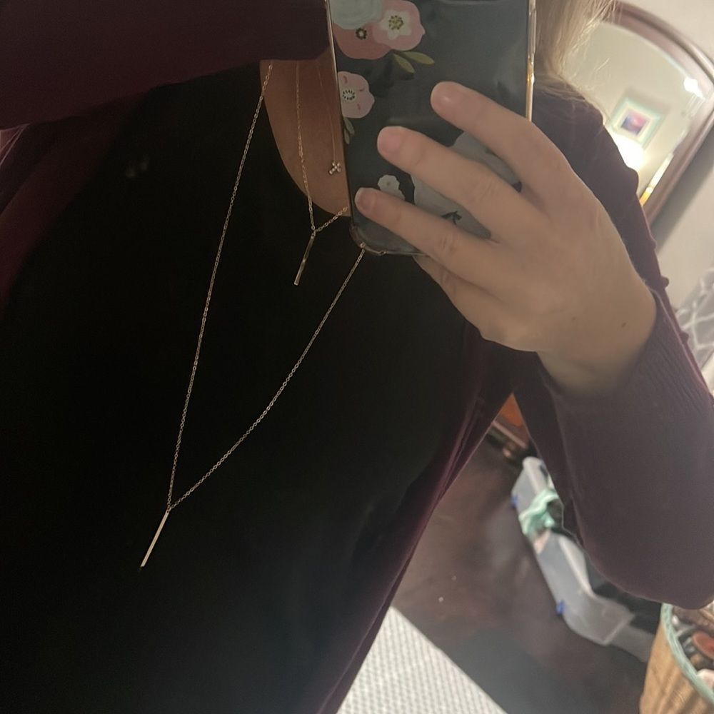 Fashion Jewelry layered gold chain pendant Bar Necklace